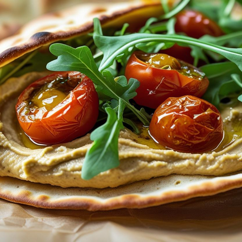 piadina intgrale con hummus di ceci e rucola ricetta