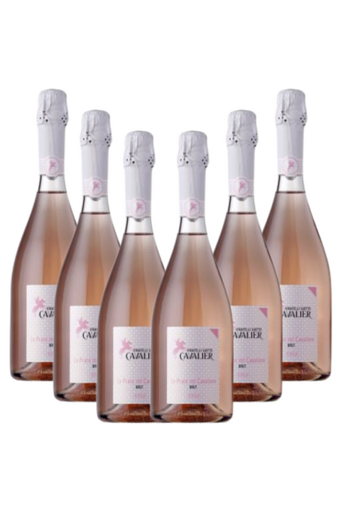 Box Le Prate del Cavaliere Rosa Spumante Brut Rosè 2021 Fratelli Gatto Cavalier, 6 bottiglie da 0,75l