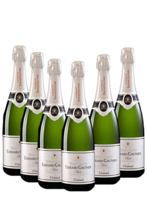 Box Edouard Gauthier Champagne Cuvée Brut Champagne Veuve J.Lanaud, 6 bottiglie da 0,75l