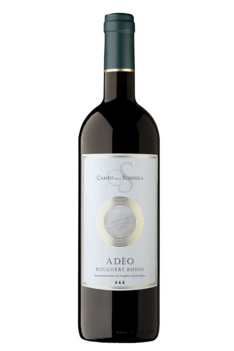 Vino Adèo Bolgheri Rosso - Campo alla Sughera wine Adeo su sparkleitaly.it. di frutta nera tra cui spicca l'amarena. Il gusto è minerale, con tannini equilibrati. Persistenza finale ottima, con sentori di liquirizia
