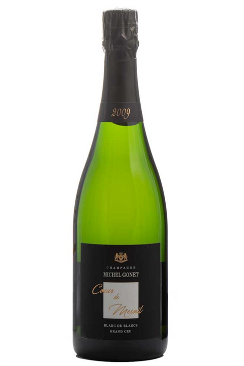 vino francese Champagne Blanc de Blanc Grand Cru Coeur de Mesnil 2010 - Michel Gonet.Perfetto per abbinamenti con pietanze di pesce, abbinato a taglieri di formaggi semi stagionati.  Premiato:   Bettane e Desseauve 16/20. Disponibile online su Sparkleitaly.it